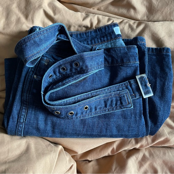 NWOT Women’s SkinnyGirl ‘BARRY WIDE LEG CROP’ - Dark Blue Shorts Bermuda Jeans - Picture 1 of 9